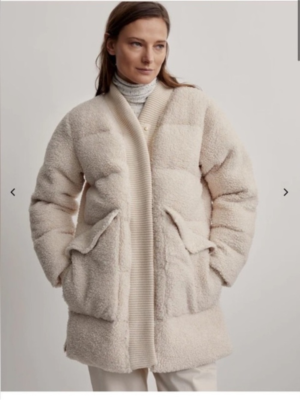 Varley Coat Wynn Sherpa Puffer in Sandshell Cream